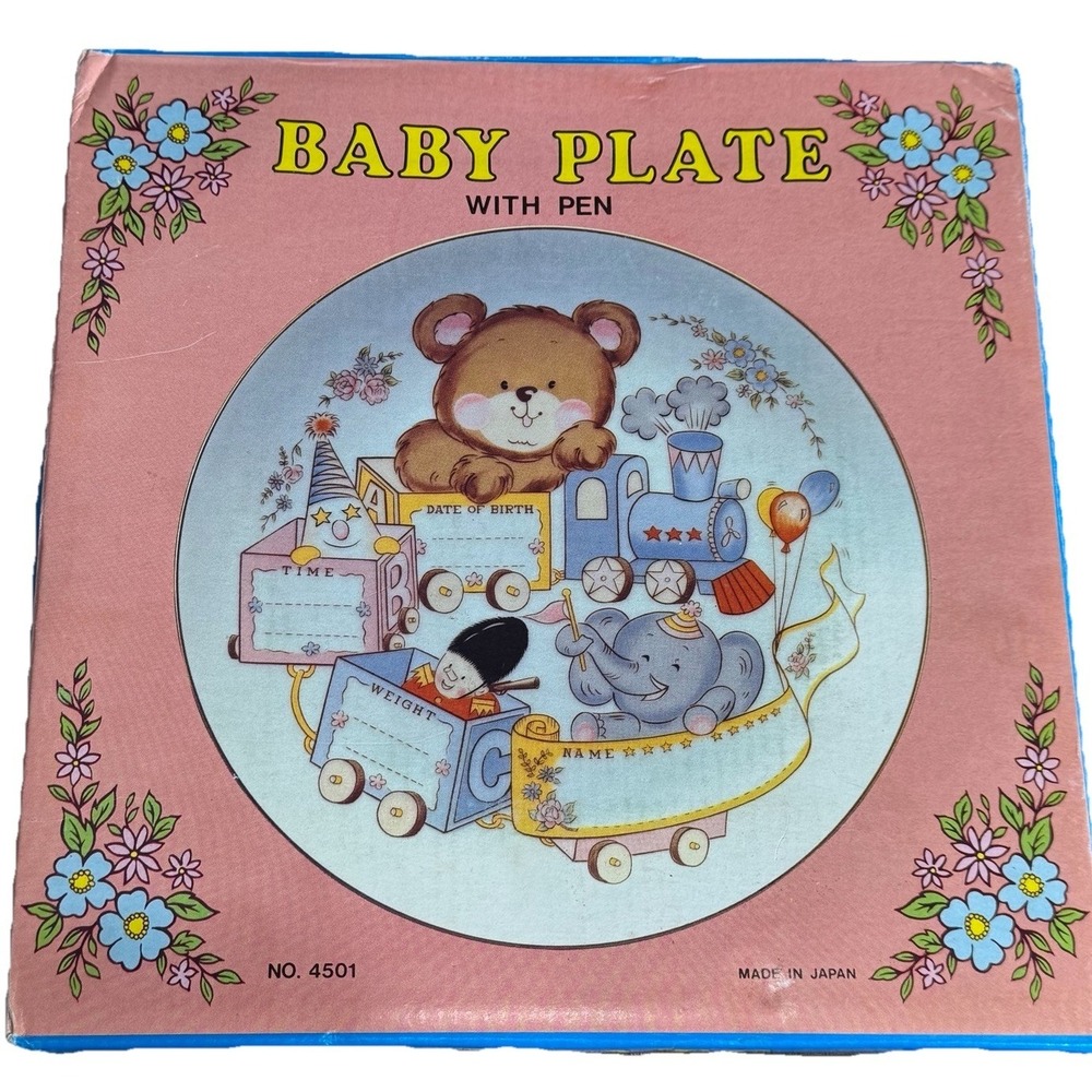 Vtg Baby Plate Customizable 9" Decorative Plate Announcement Baby Shower Gift‎